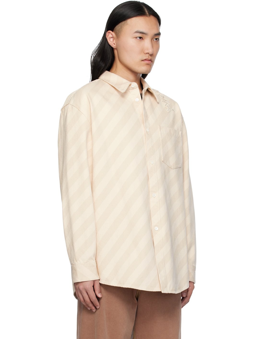 Beige Boxy Denim Shirt - 2