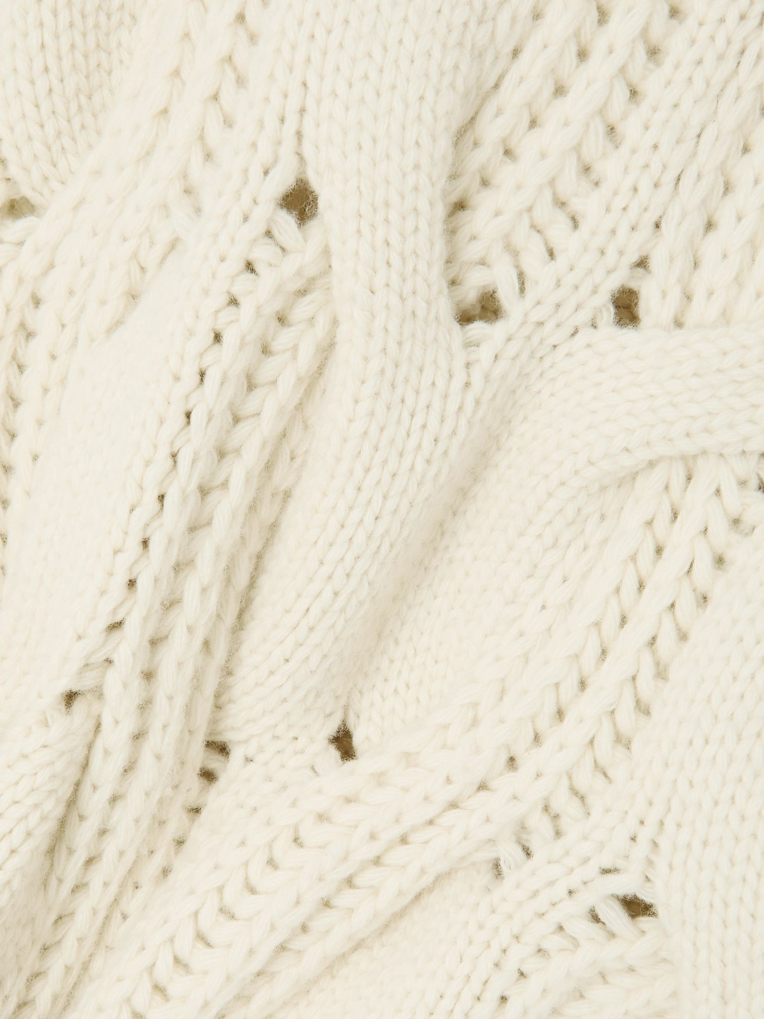 Cropped cable-knit wool sweater Cream - 4