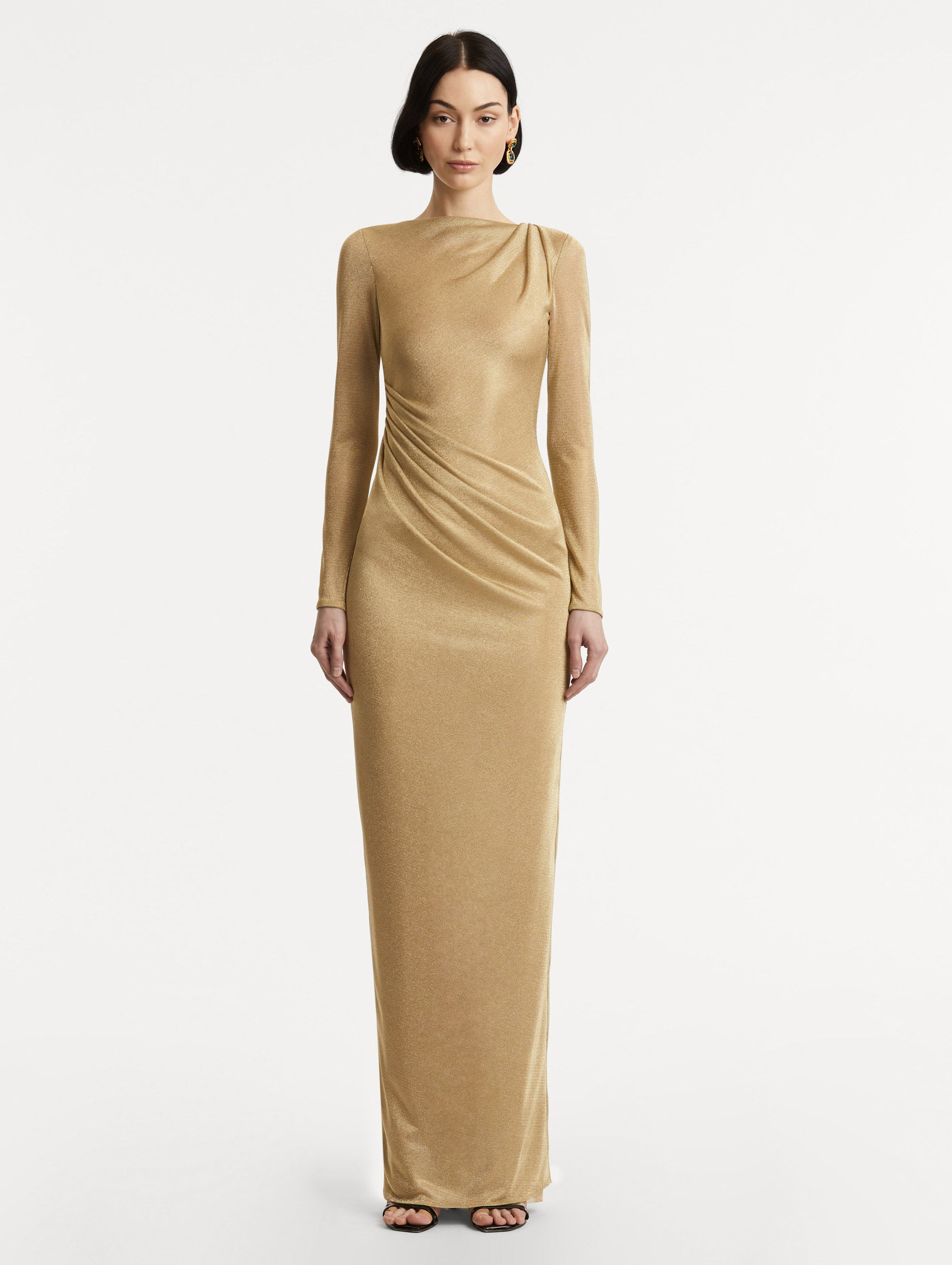 METALLIC JERSEY DRAPED GOWN - 2