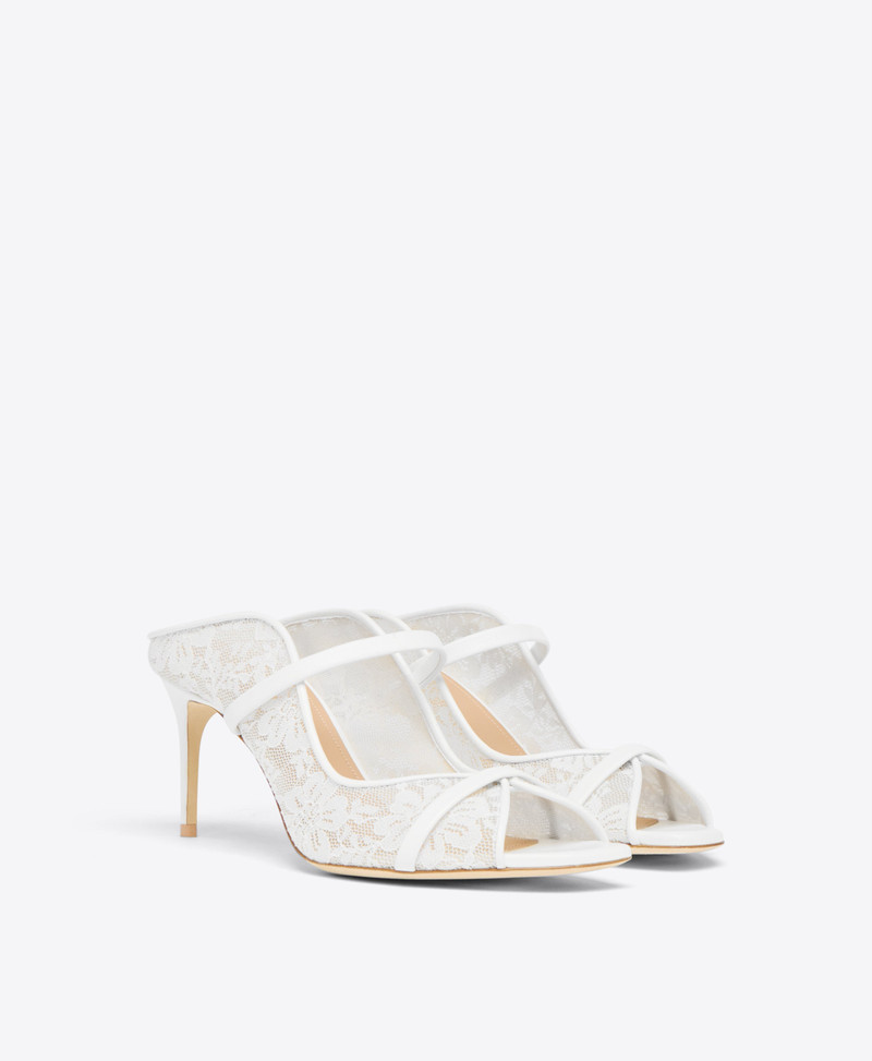 MALONE SOULIERS Noah 70  White Lace Heeled Sandals outlook