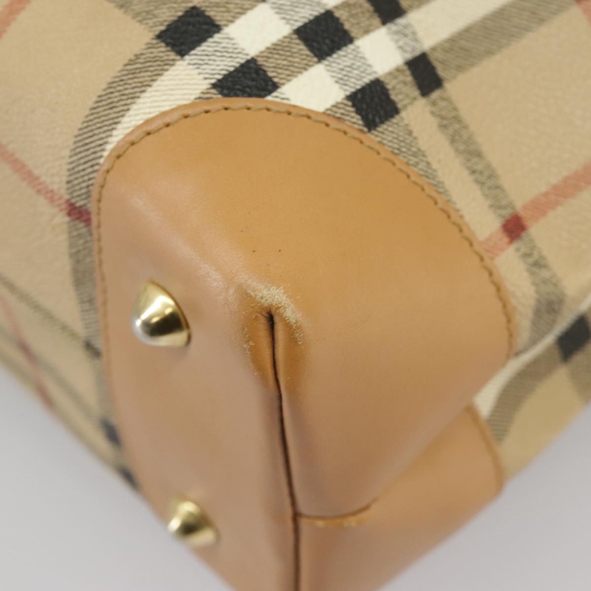 Burberry Nova Check Shoulder Bag Pvc Leather Beige Gold - 13