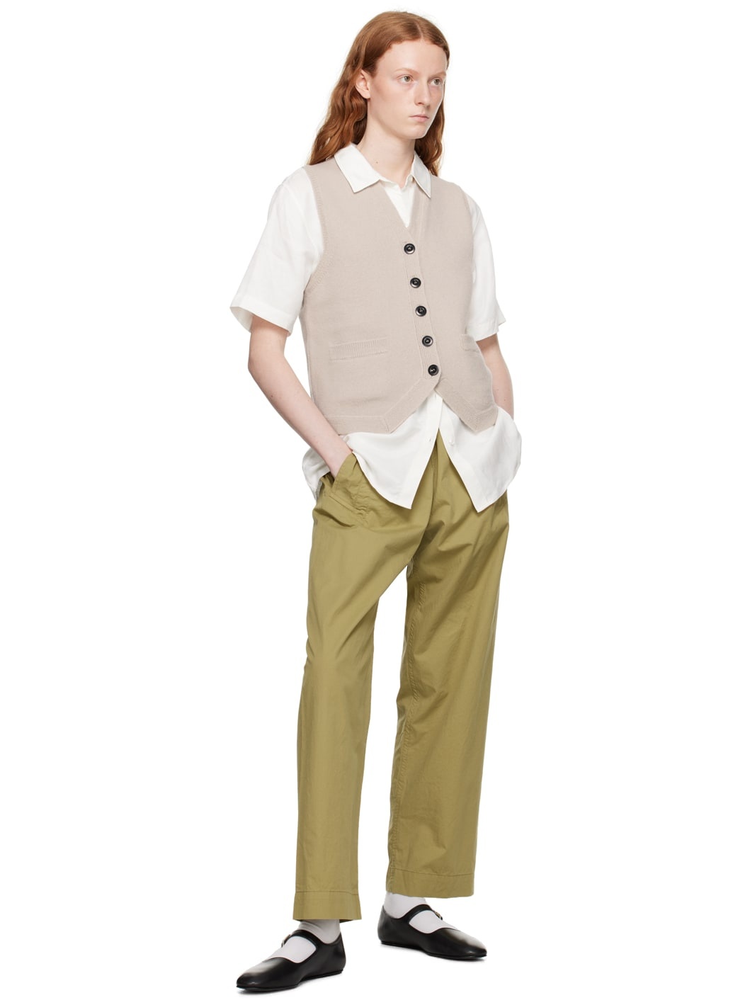 Khaki Wide-Leg Lounge Pants - 4