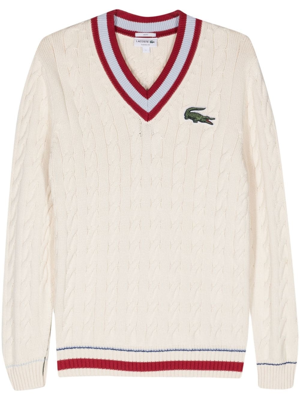 logo-patch cable-knit jumper - 1