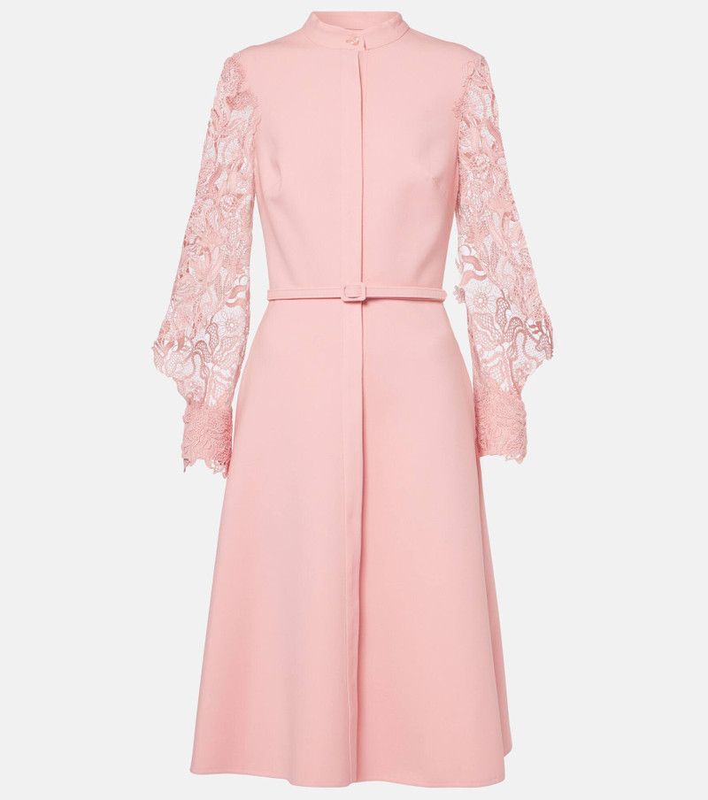 Guipure lace-trimmed wool-blend midi dress 1