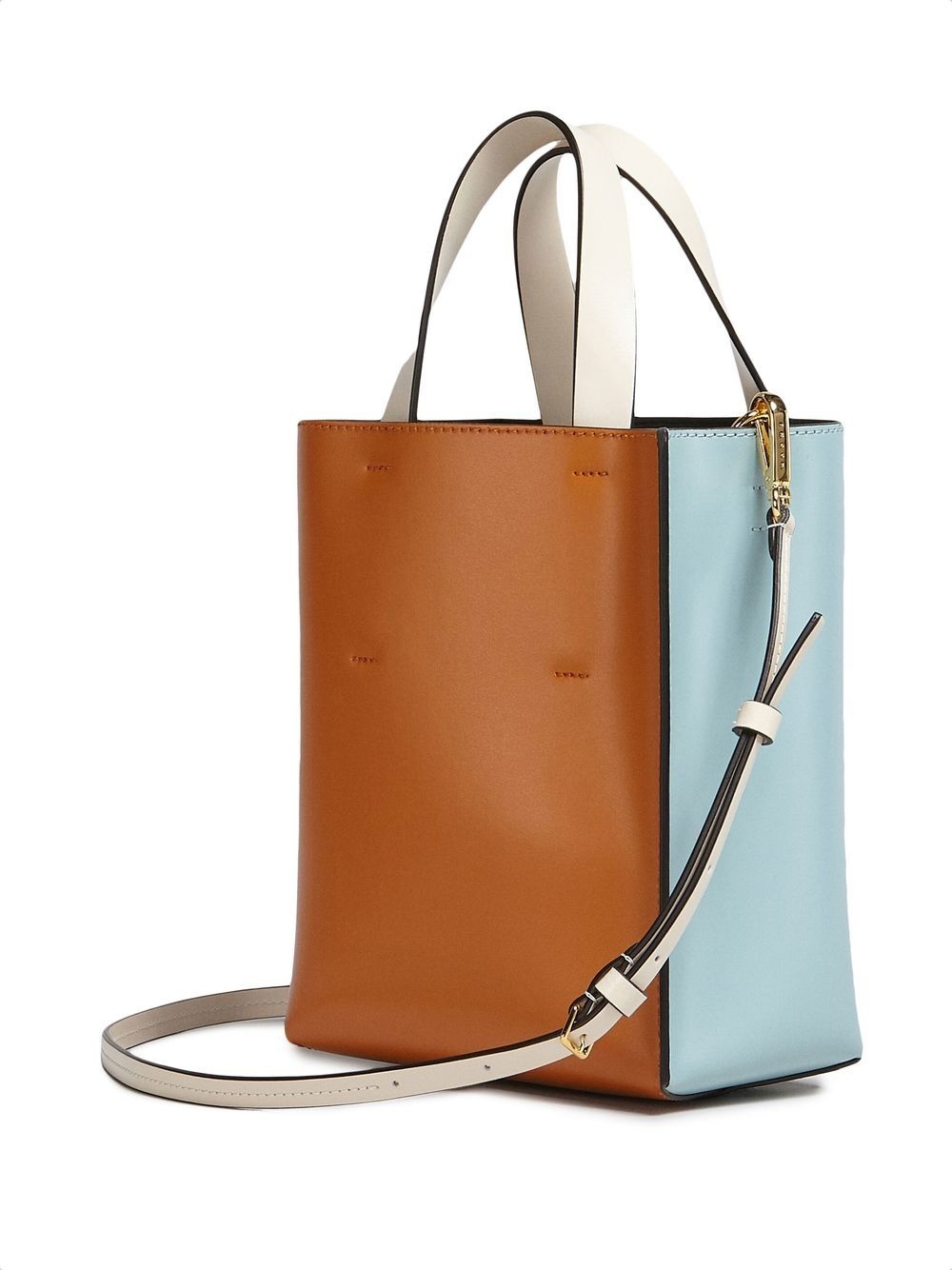 two-tone leather tote bag - 3