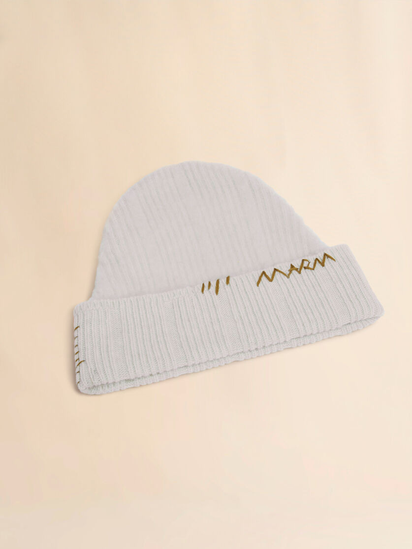 BEIGE WOOL-CASHMERE BEANIE WITH MARNI MENDING - 4