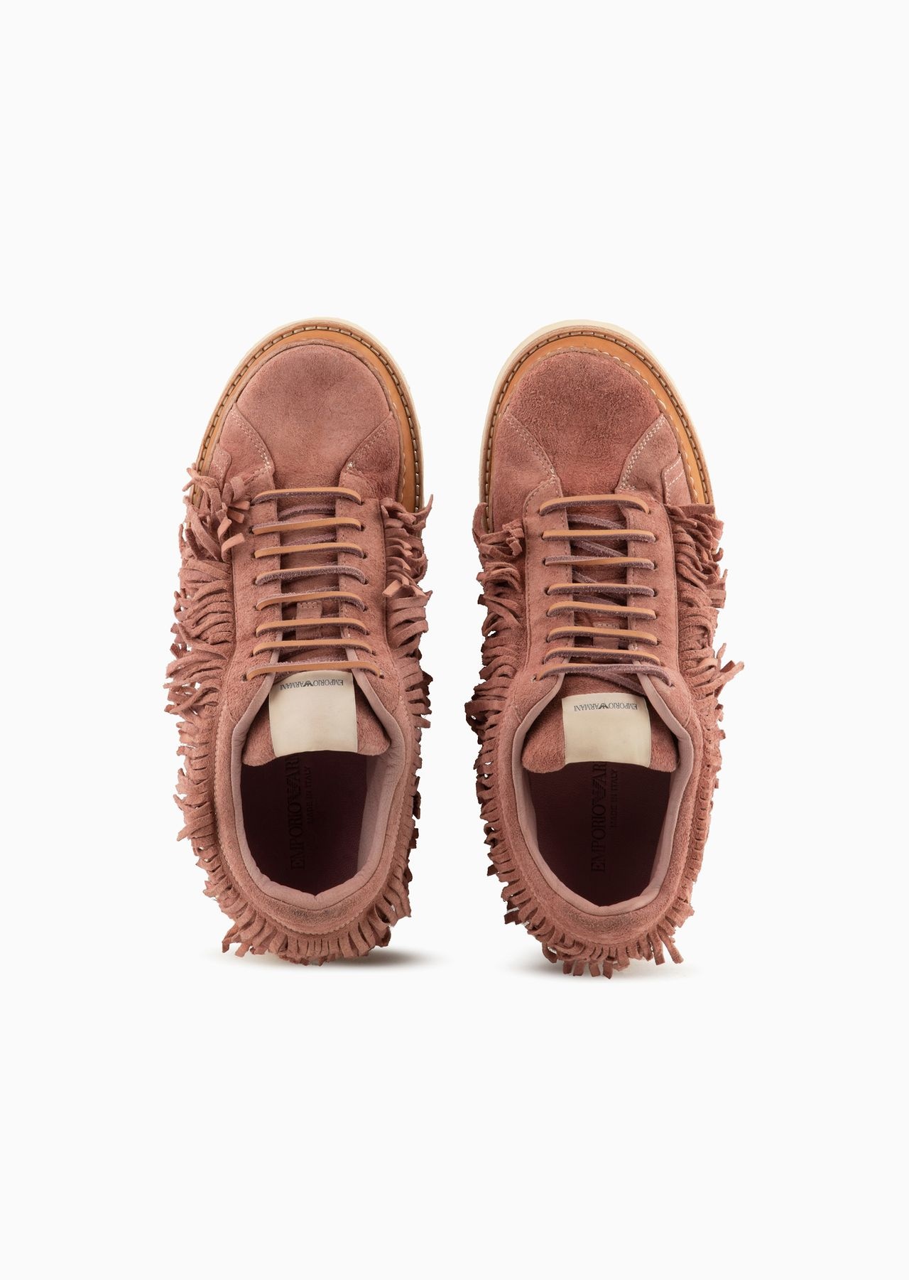 Emporio Armani Sustainability Values Capsule Collection sneakers with all-over buffalo-suede fringe - 3