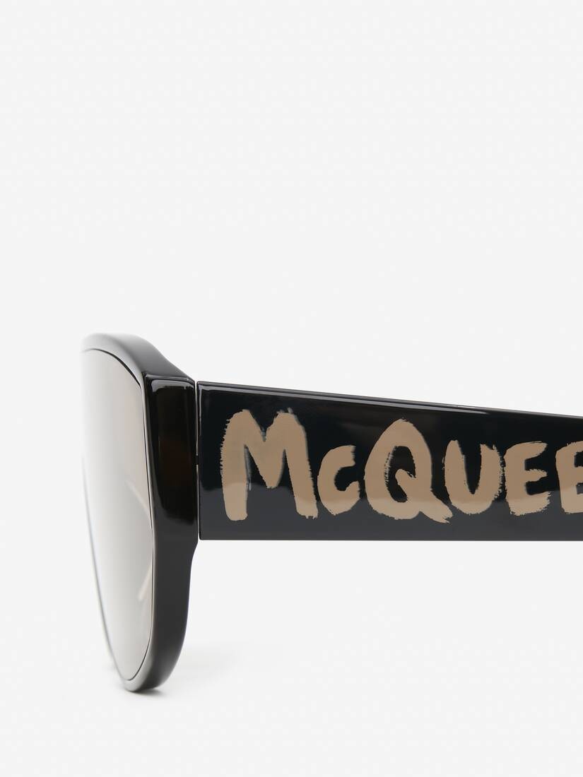 McQueen Graffiti Mask Sunglasses in Black - 4