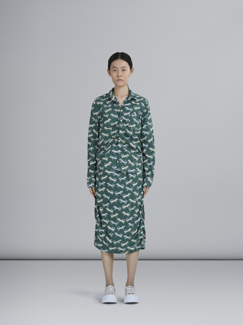 Marni NAIF TIGER PRINT POPLIN PENCIL SKIRT outlook