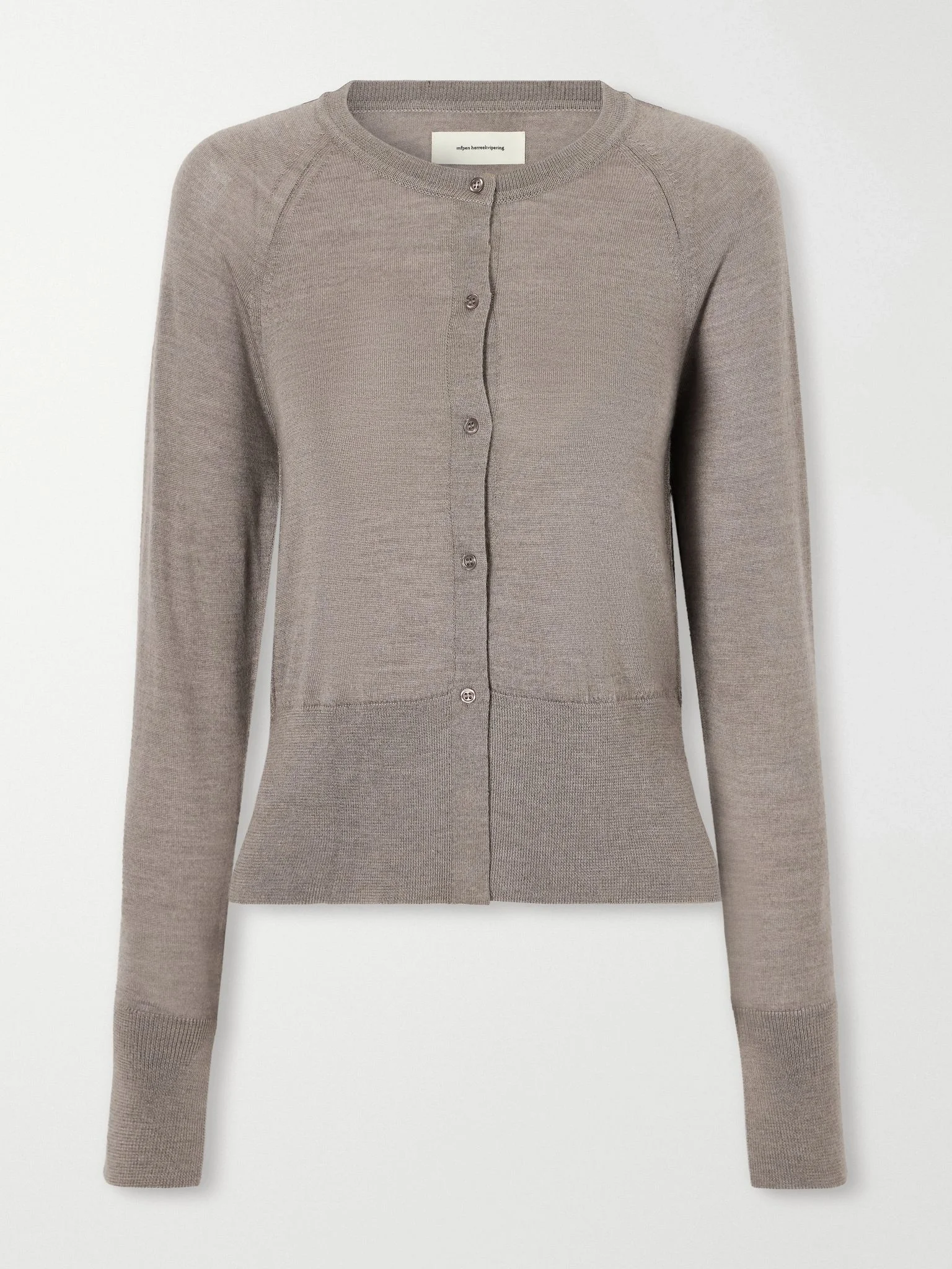 Appointment merino wool and silk-blend cardigan Taupe - 1