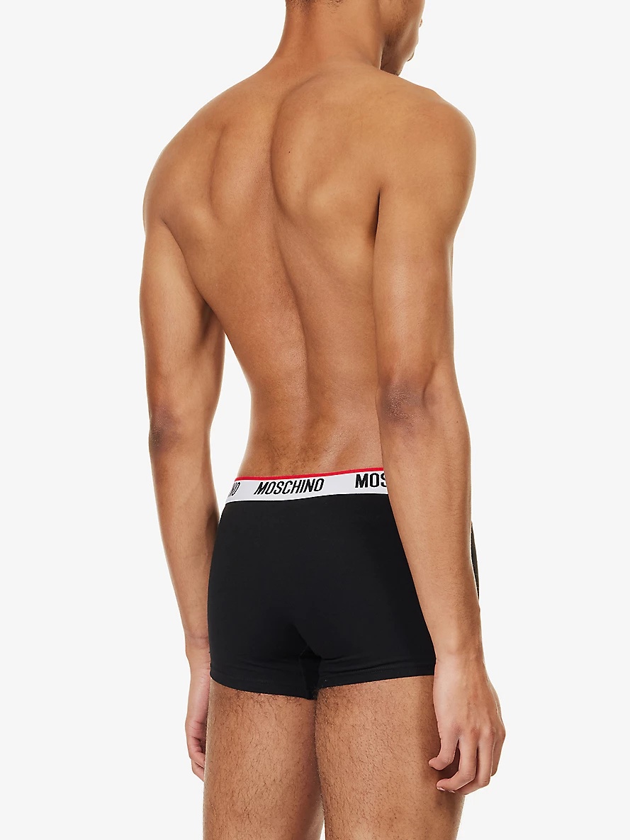 Branded-waistband pack of three stretch-cotton trunks - 3