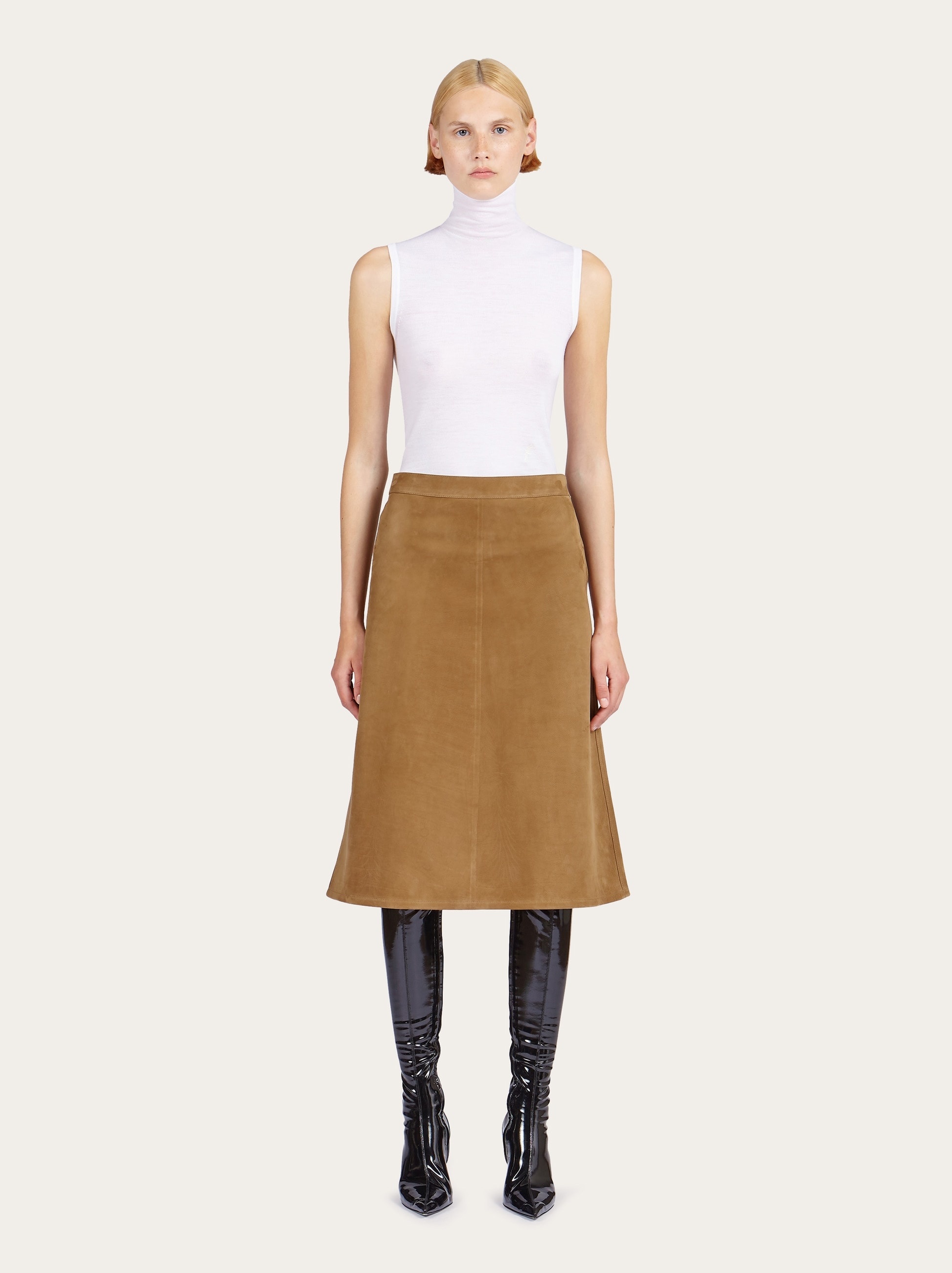 A-line midi suede skirt - 5