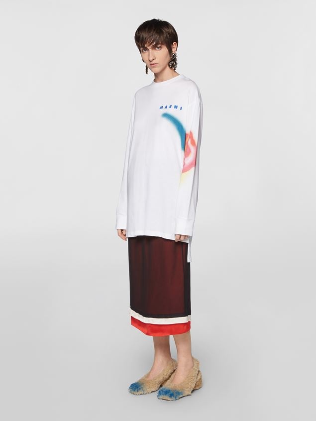STENCIL FLOWER PRINT COTTON JERSEY LONG-SLEEVED T-SHIRT - 5
