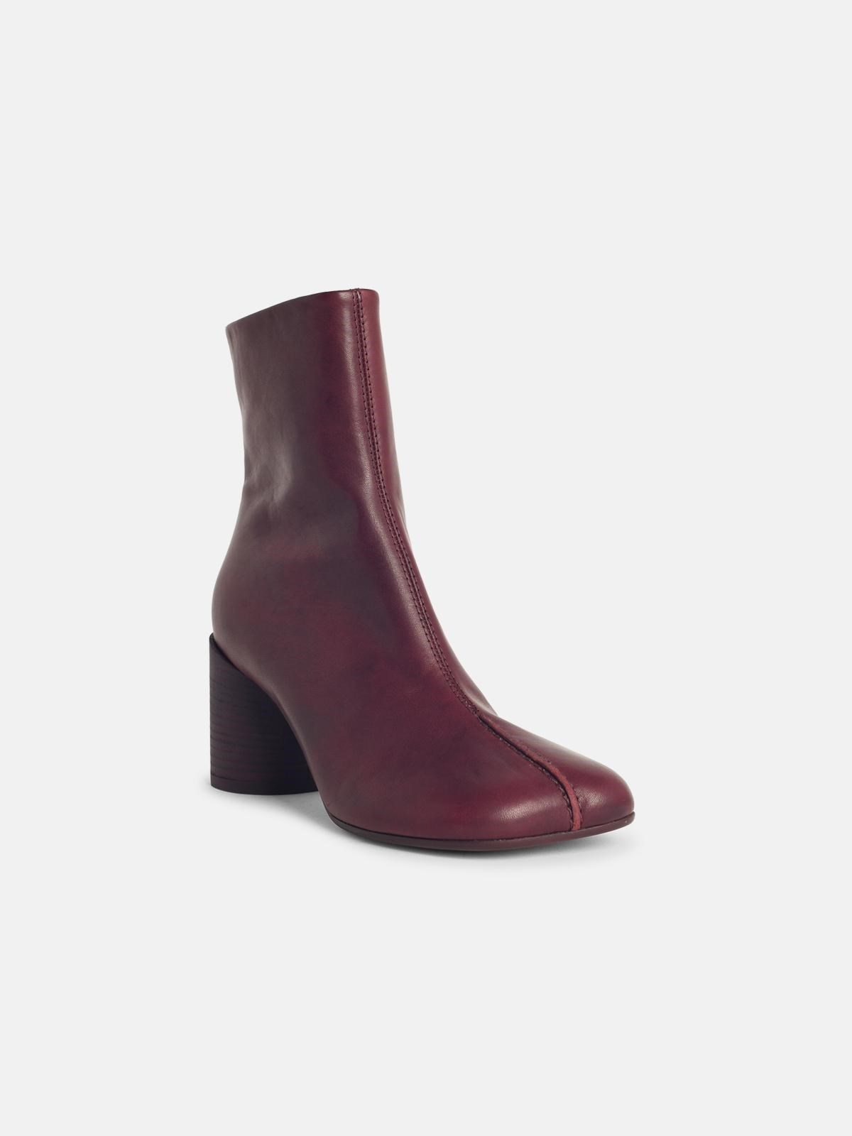 'ANATOMIC' BURGUNDY LEATHER ANKLE BOOTS - 2