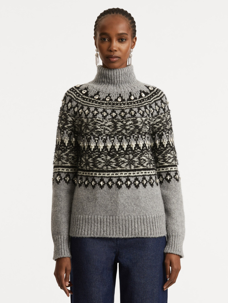 Oscar de la Renta CRYSTAL-DETAILED TURTLENECK PULLOVER outlook