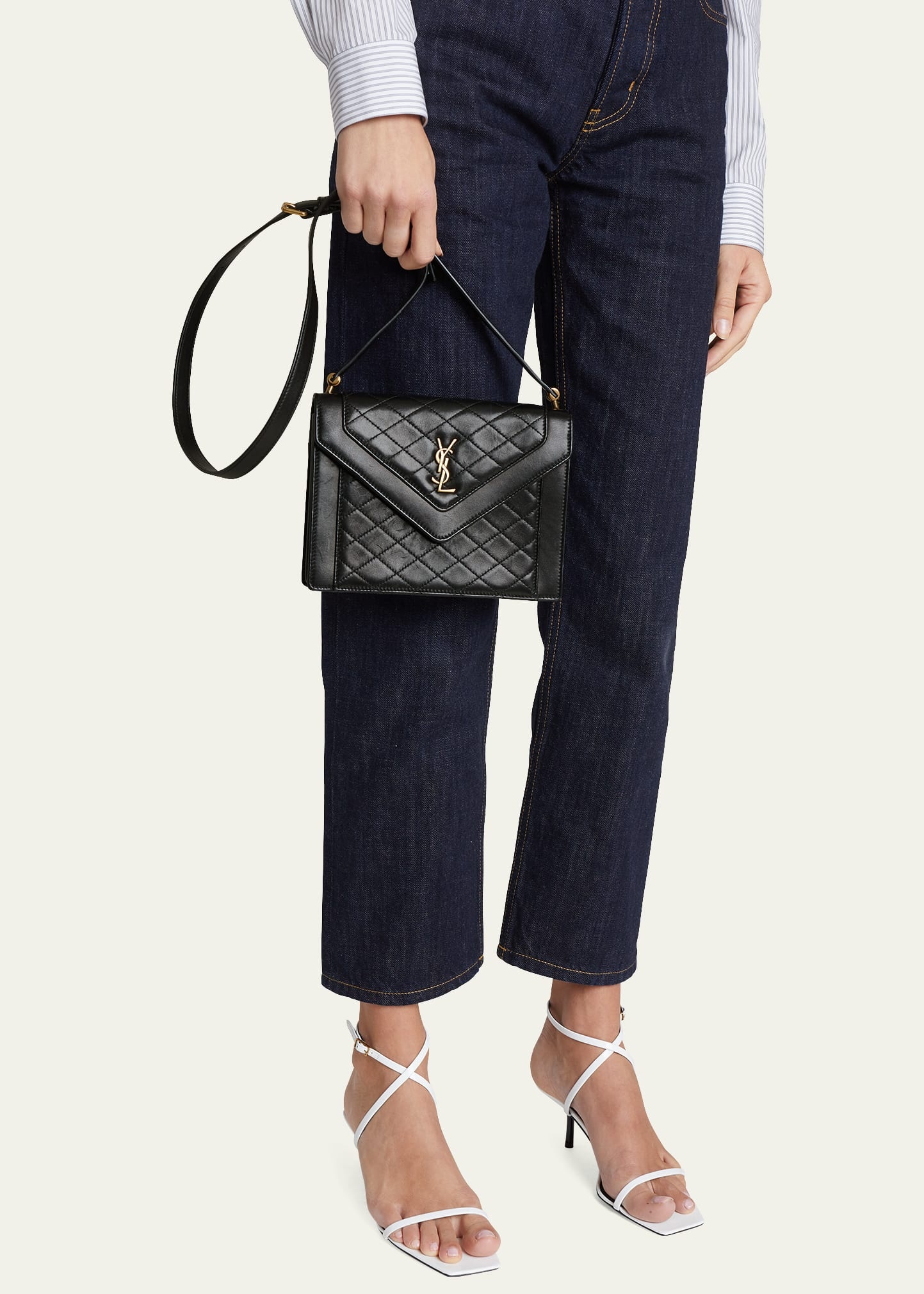 Gaby Mini YSL Quilted Leather Satchel Bag - 2