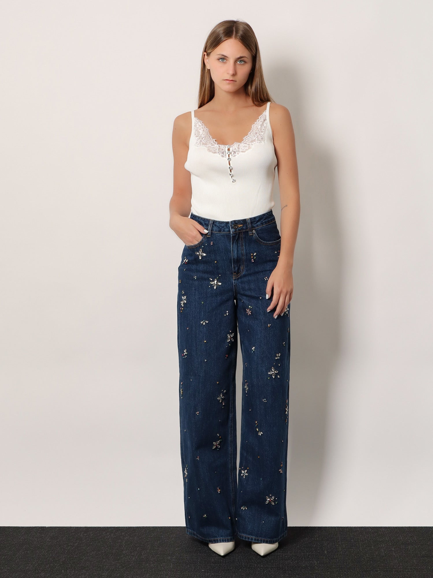 Viscose Top With Lace Inserts - 2