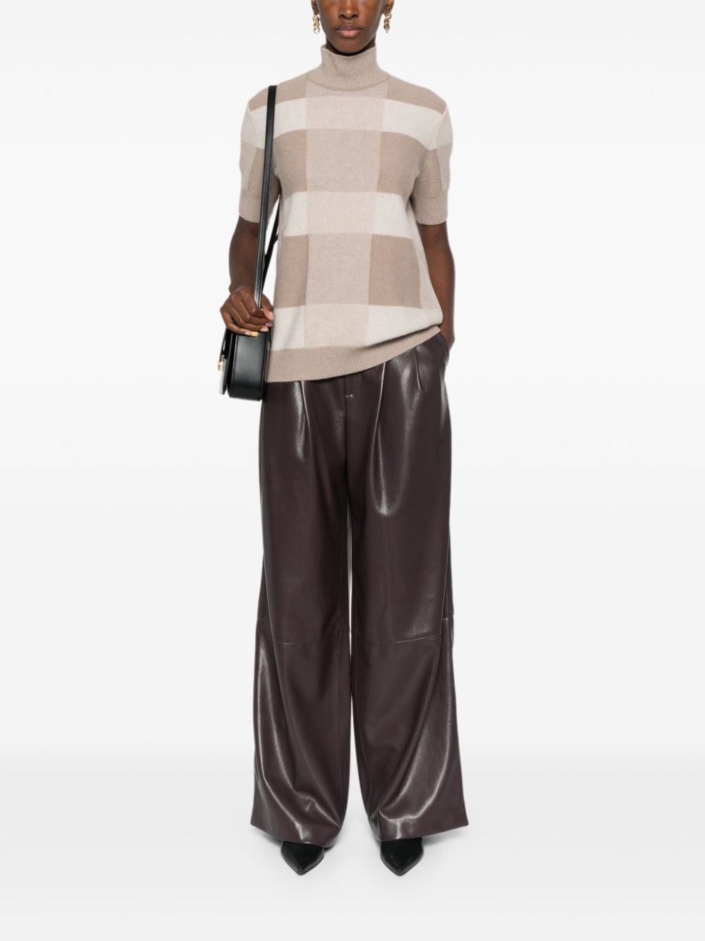 mock-neck check-pattern sweater - 2