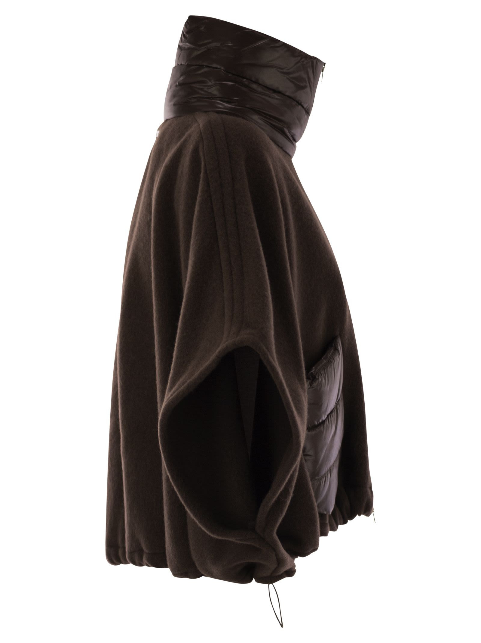 Herno Women Resort Poncho In Wool And Cashemre With Ultralight Nylon Details - 3