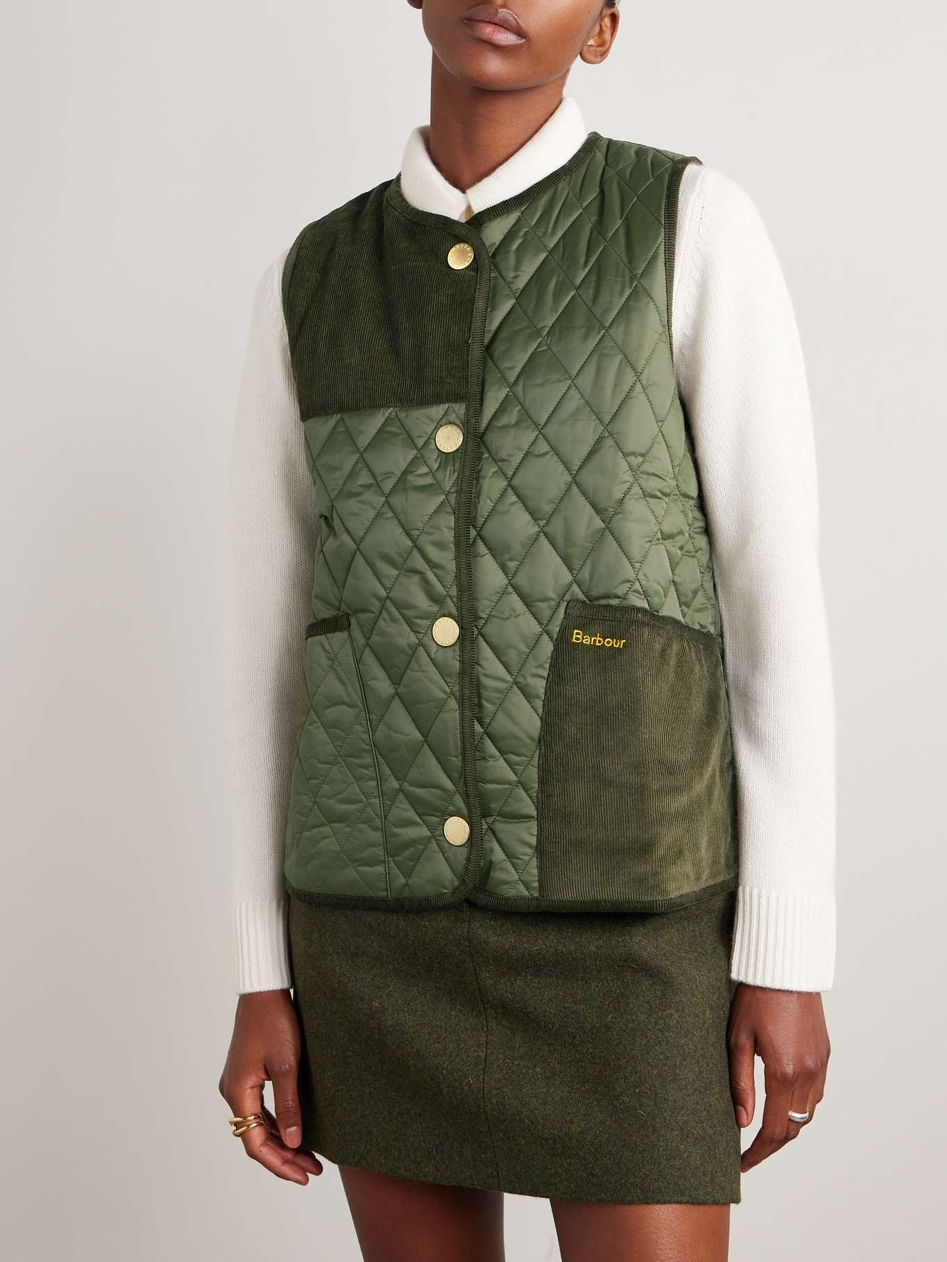 Healy paneled quilted shell and cotton-corduroy vest - 3