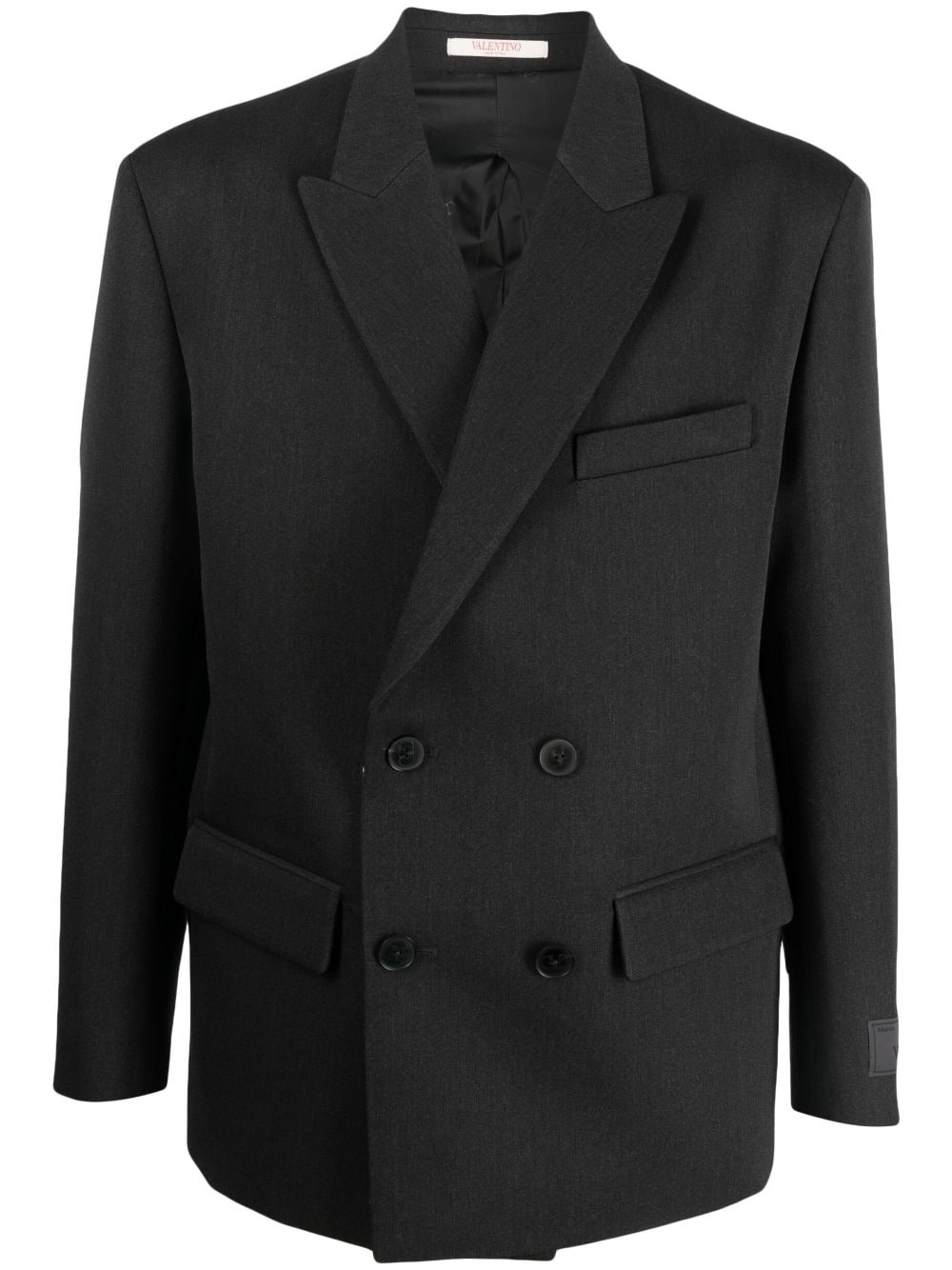 double-breasted virgin wool blazer - 1