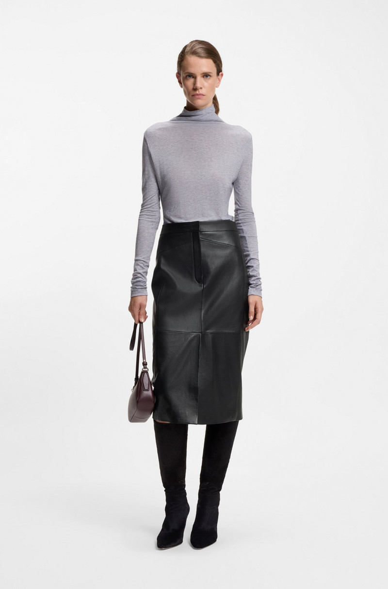 BOSS PENCIL SKIRT IN LUSTROUS LEATHER outlook