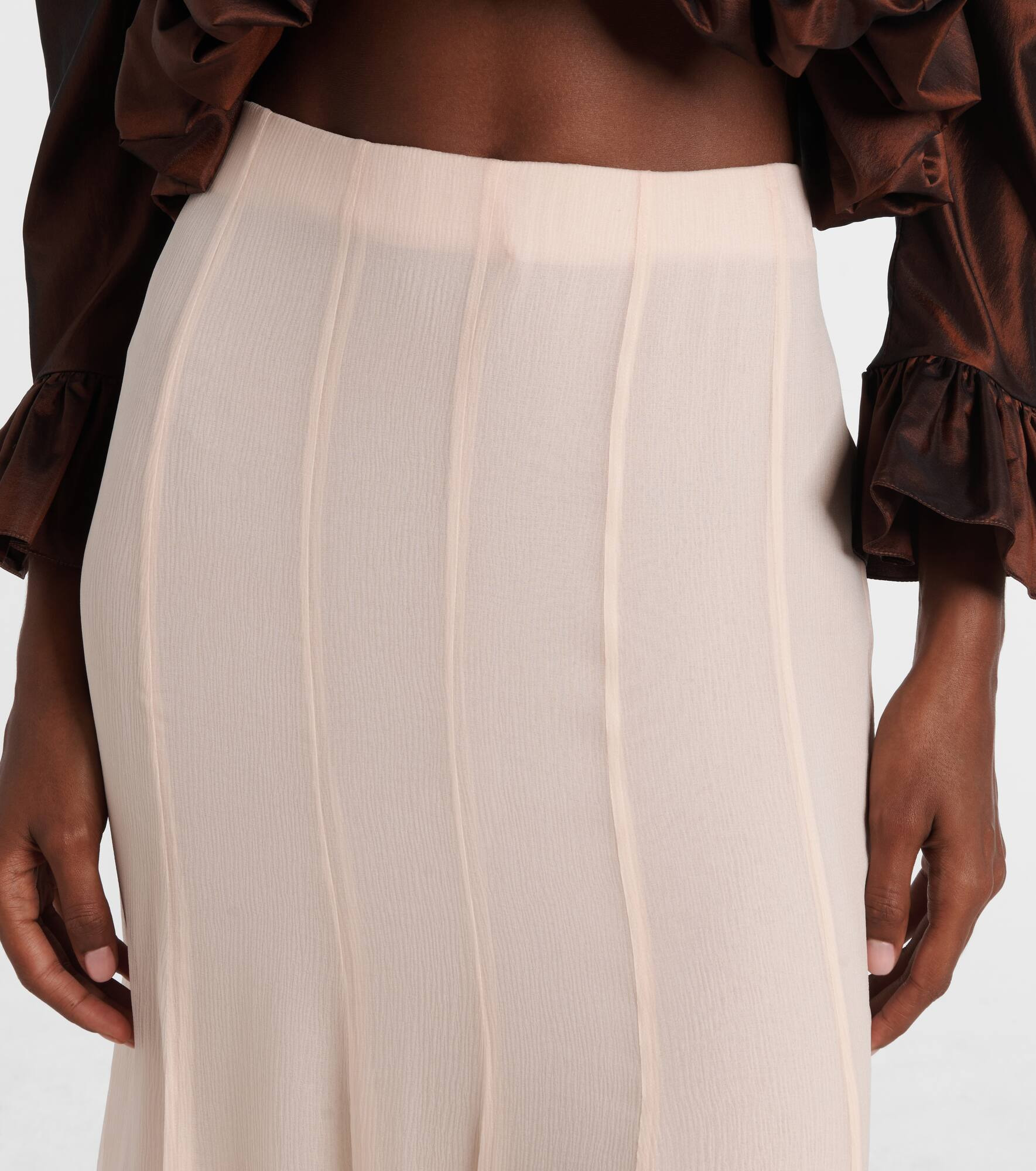 Pleated silk muslin maxi skirt - 4