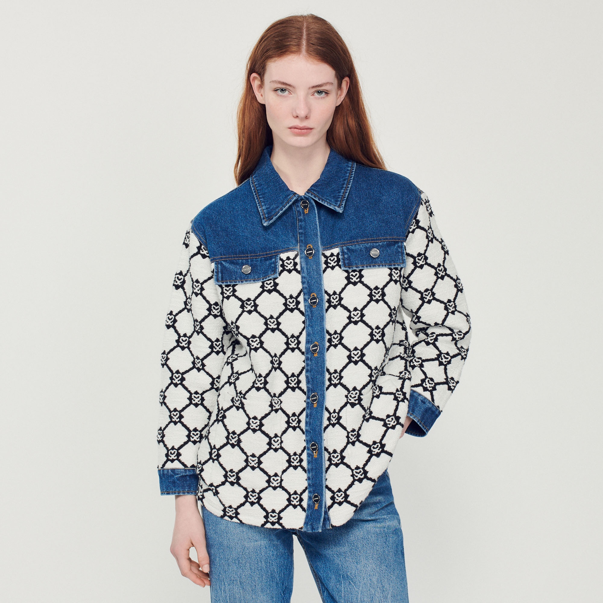 Knit and denim coatigan - 5