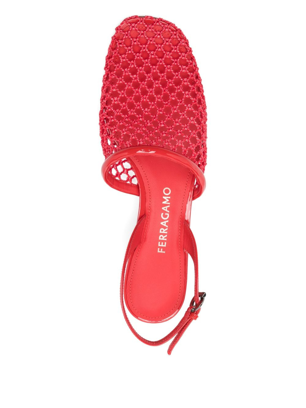 sling-back net heeled pumps - 4