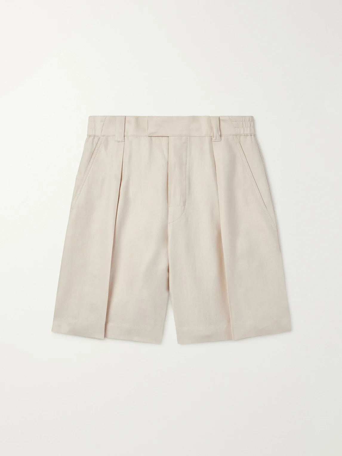 Reinga Wide-Leg Pleated Linen-Twill Bermuda Shorts - 1