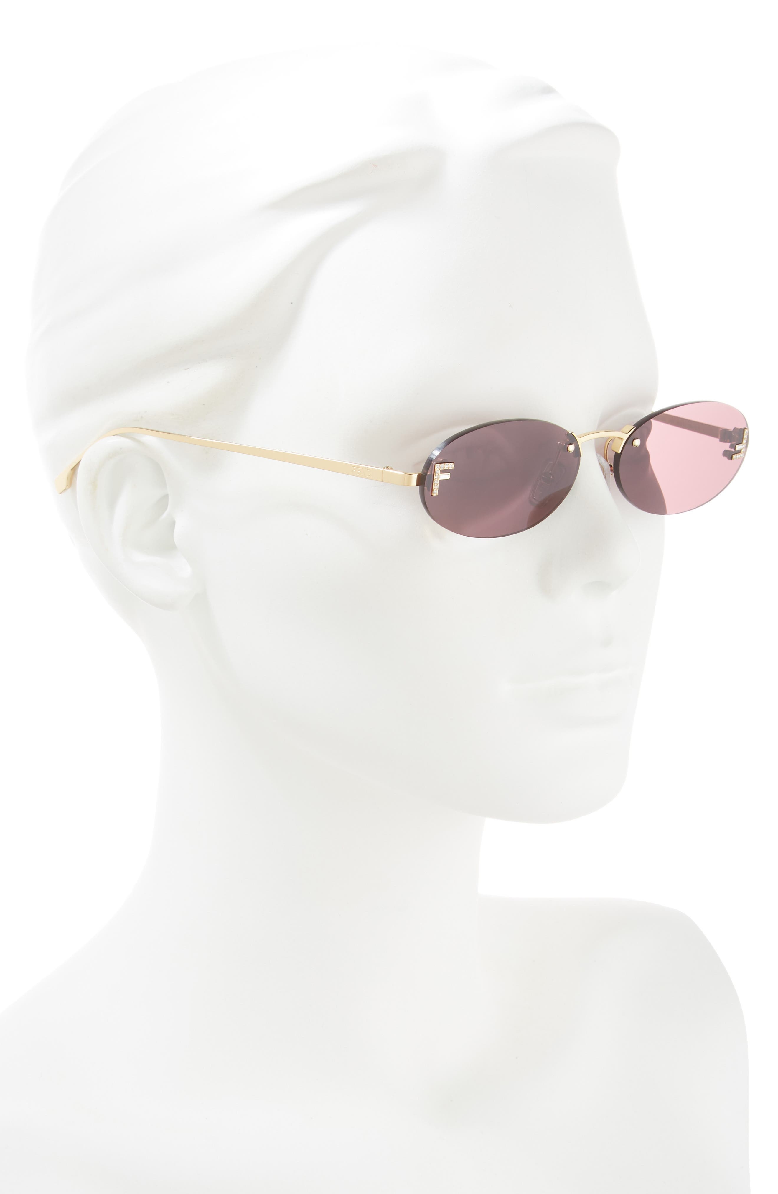 'Fendi First 54mm Oval Sunglasses in Shiny Endura Gold /Violet at Nordstrom - 3