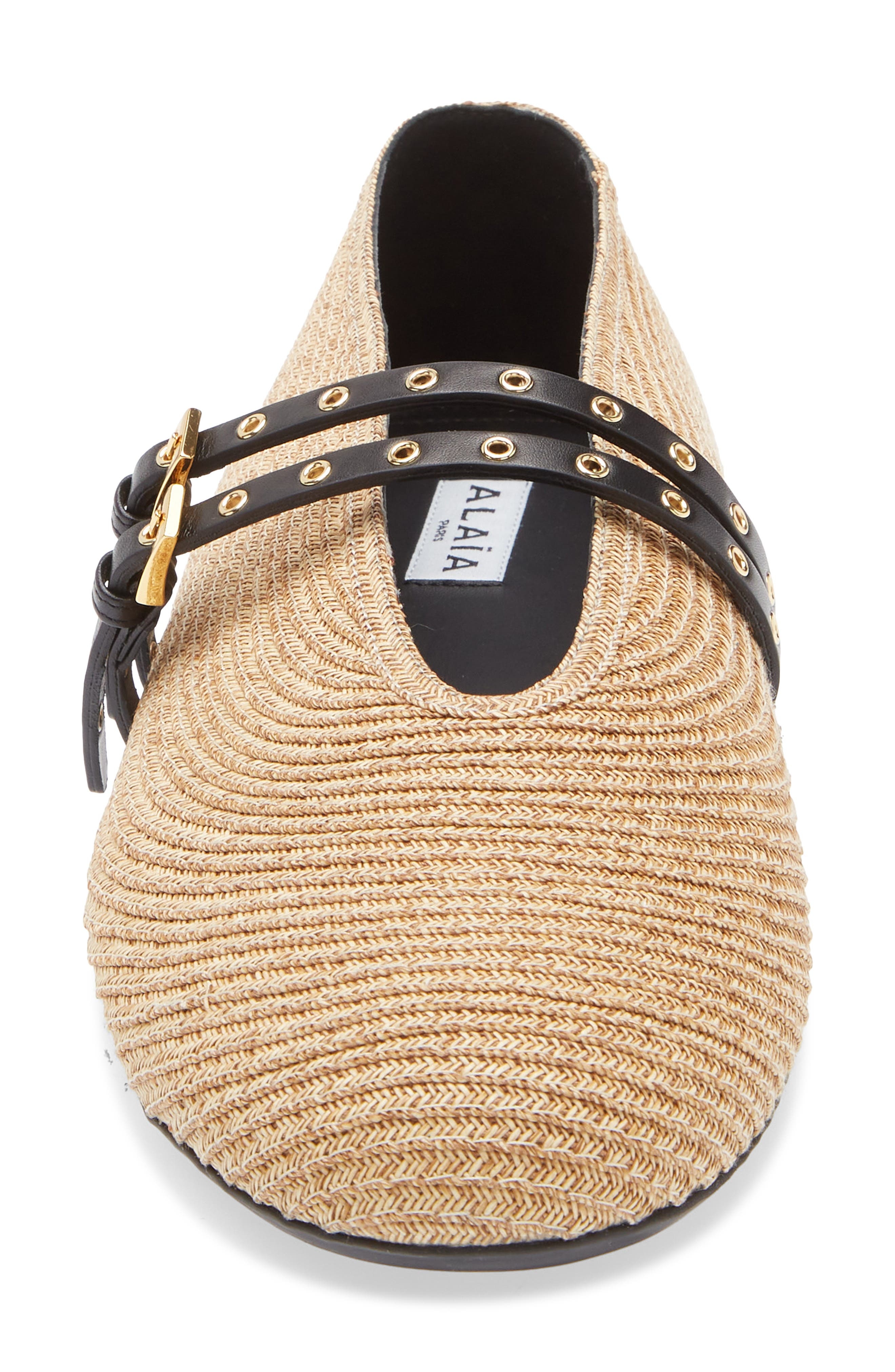 Alaïa Raffia Ballerina Flat in Naturel /Noir at Nordstrom - 4
