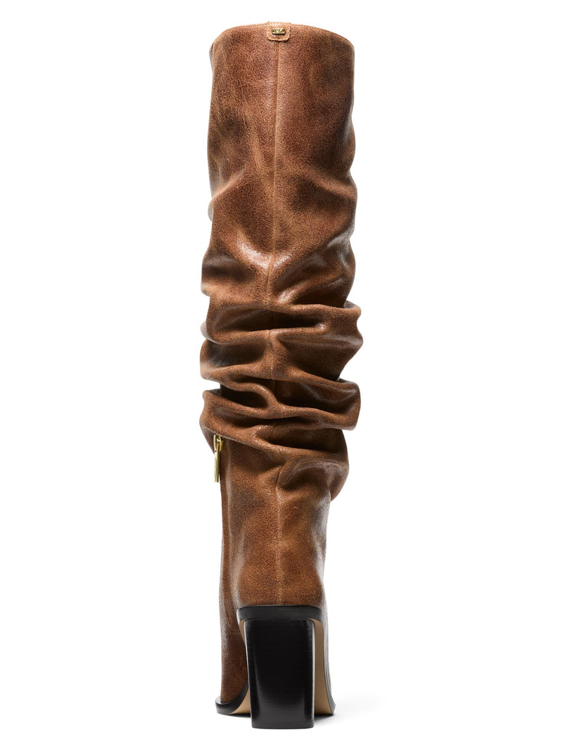 Women's Noemie Leather Wedge Boots - Luggage 3