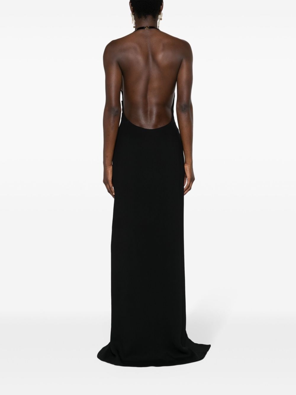 halterneck crepe gown - 4