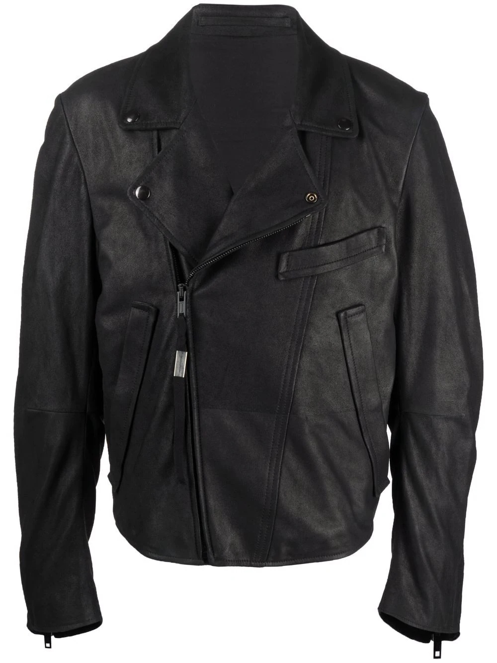 asymmetric leather biker jacket - 1