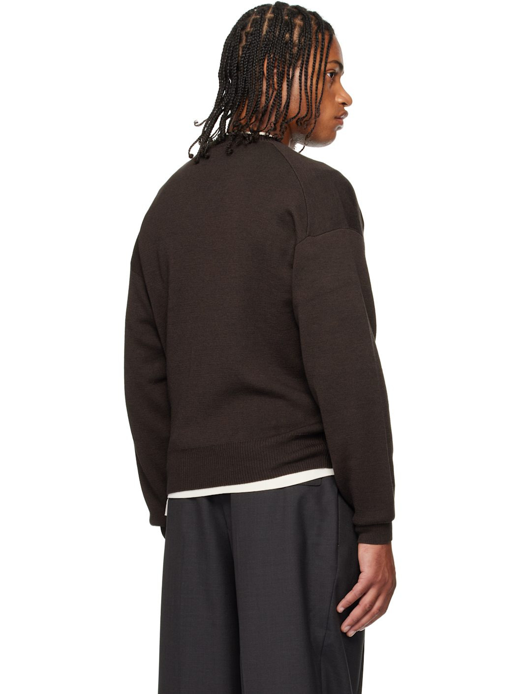 Brown V-Neck Sweater - 3