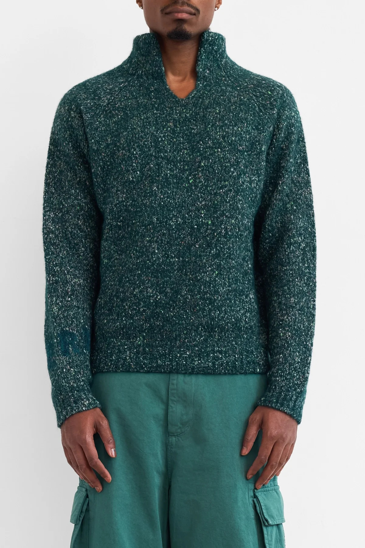 ERL Slit Neck Alpaca Sweater Dark Green - 4