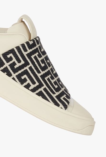 White leather B-Court sneakers with bicolor jacquard bands - 5