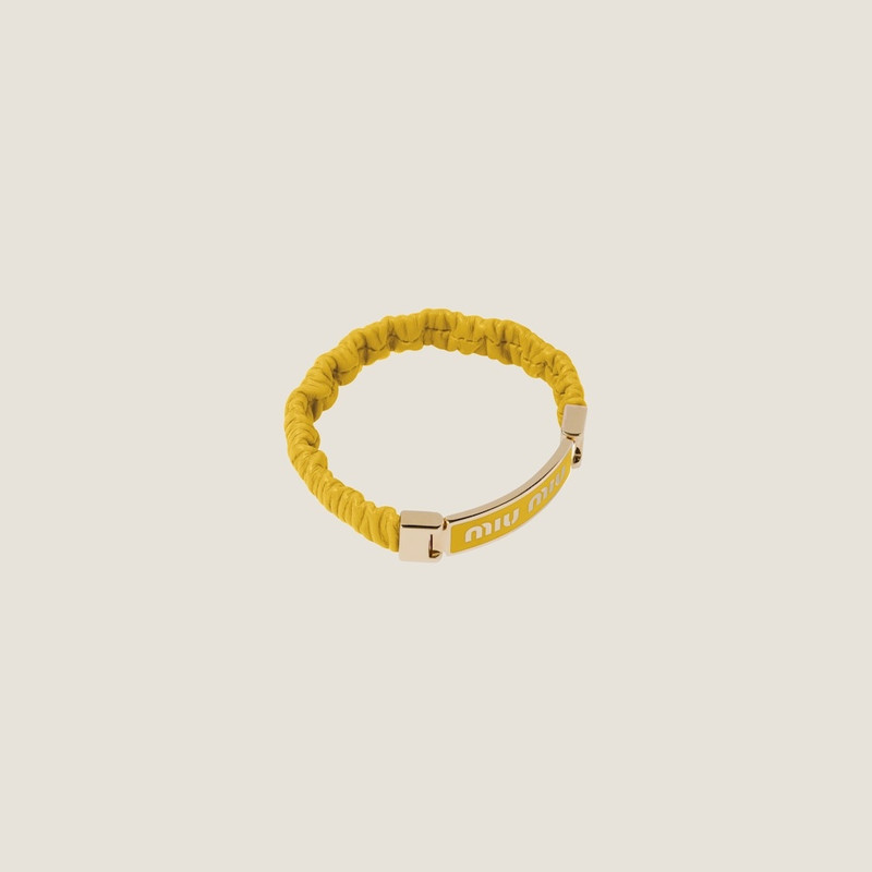 Miu Miu Nappa leather and metal bracelet with logo outlook