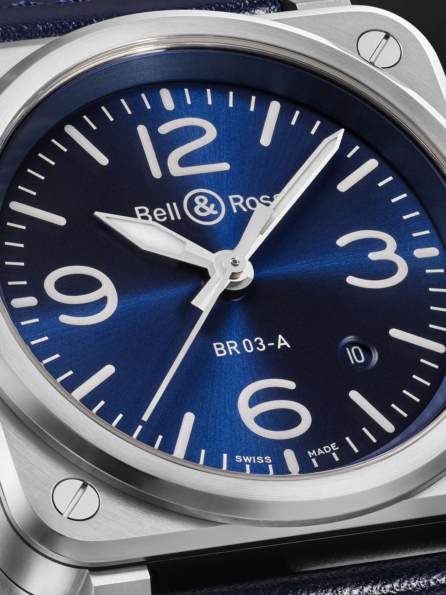 BR 03 Automatic 41mm Stainless Steel and Leather Watch, Ref. No. BR03A-BLU-ST/SCA - 5