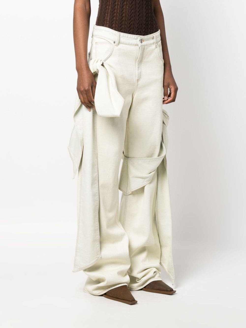 bow-detailing wide-leg jeans - 3