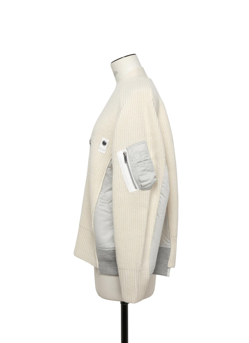 Wool Knit x Nylon Twill Cardigan 2