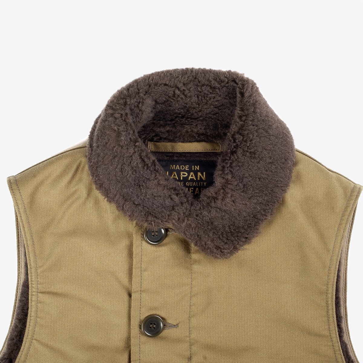 IHV-22-KHA Alpaca Lined Whipcord N1 Deck Vest - Khaki - 5
