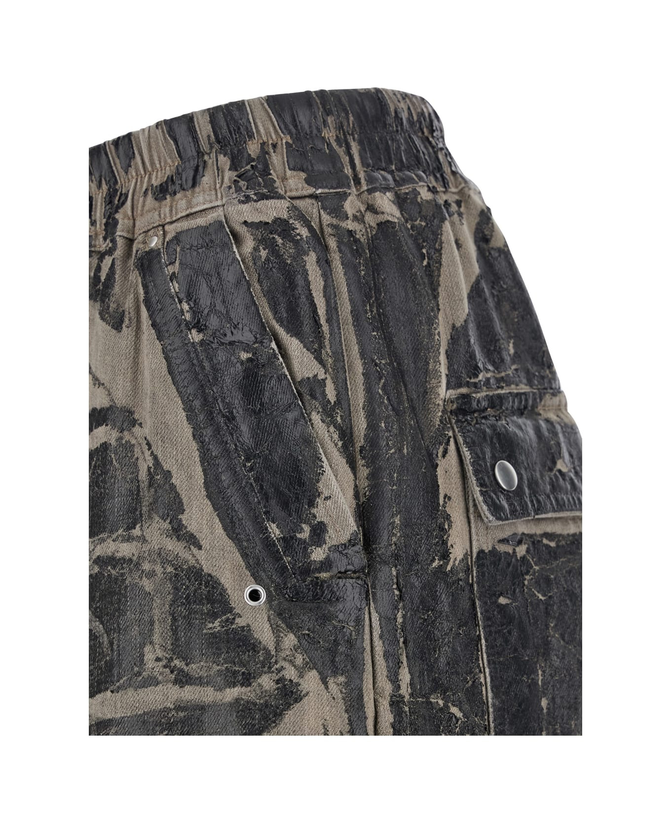 'geth Belas' Blacktrousers With Destroyed Look And Drawstring Waist In Cotton Man - 3
