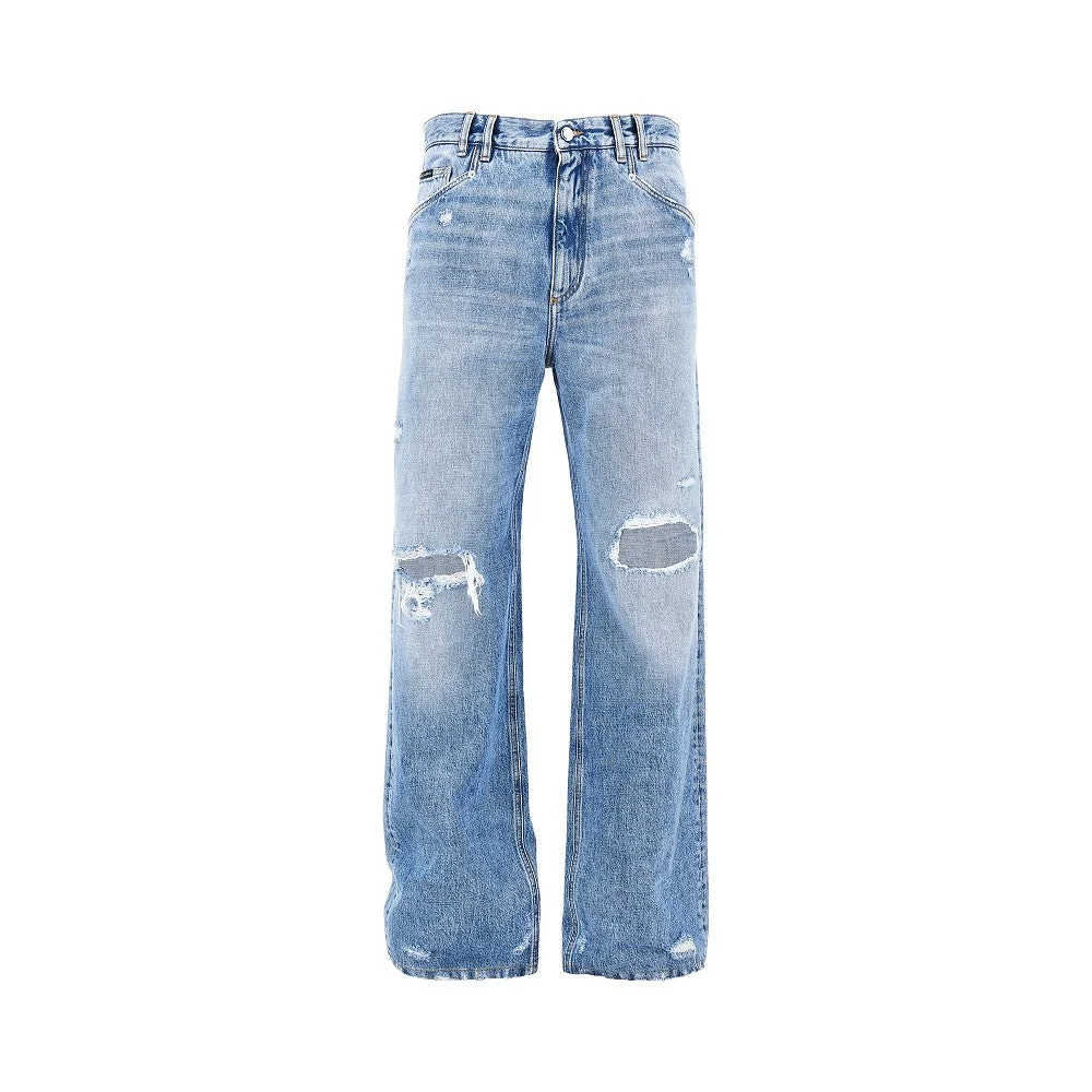 DISTRESSED DENIM OVER PANTS - 1