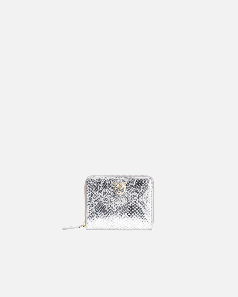 PINKO GALLERIA SQUARE ZIP-AROUND WALLET IN PUNCHED REPTILE SKIN 1