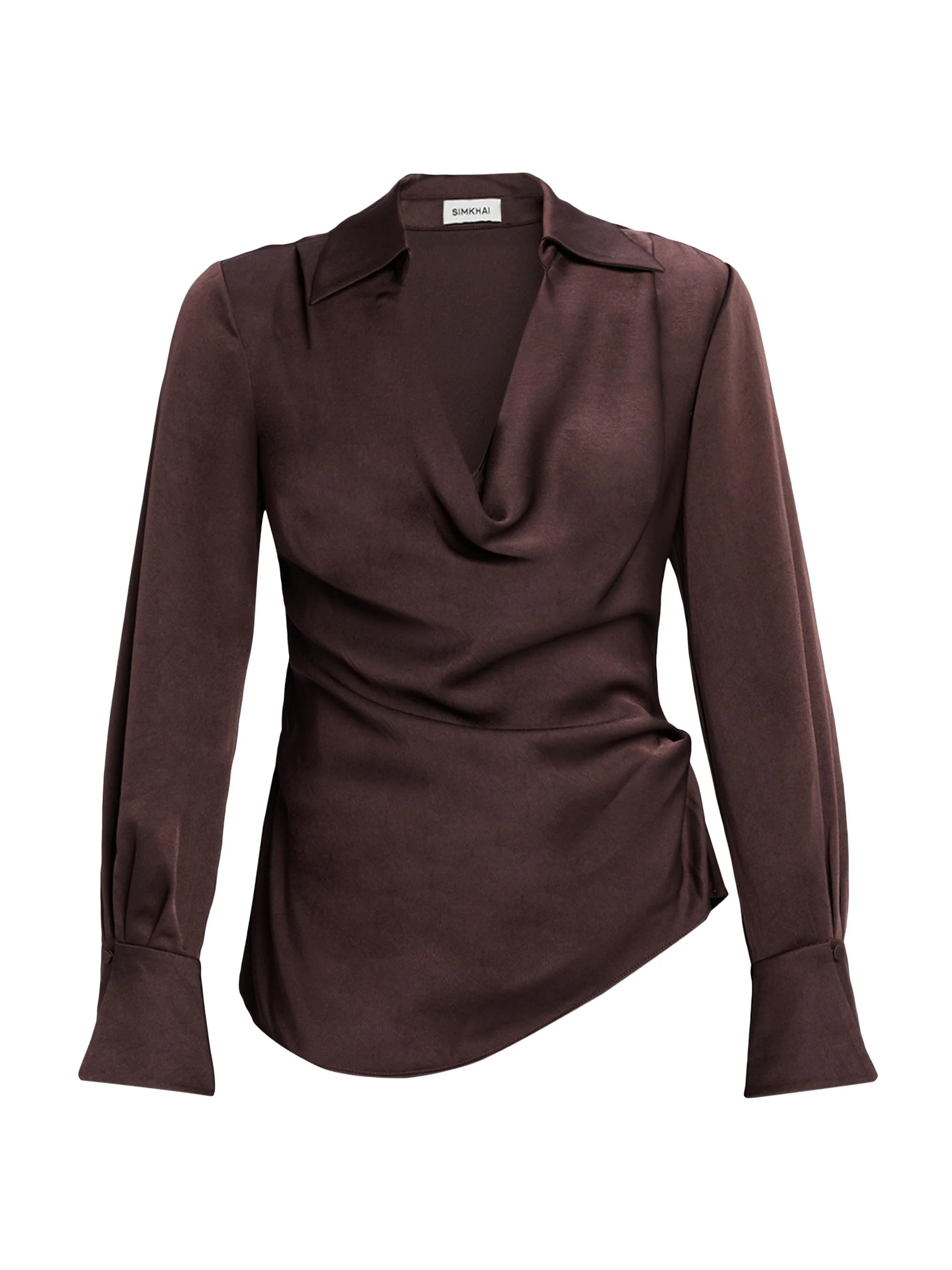 Women's Symone Long-Sleeve Cowl Neck Top - Chocolate - 1