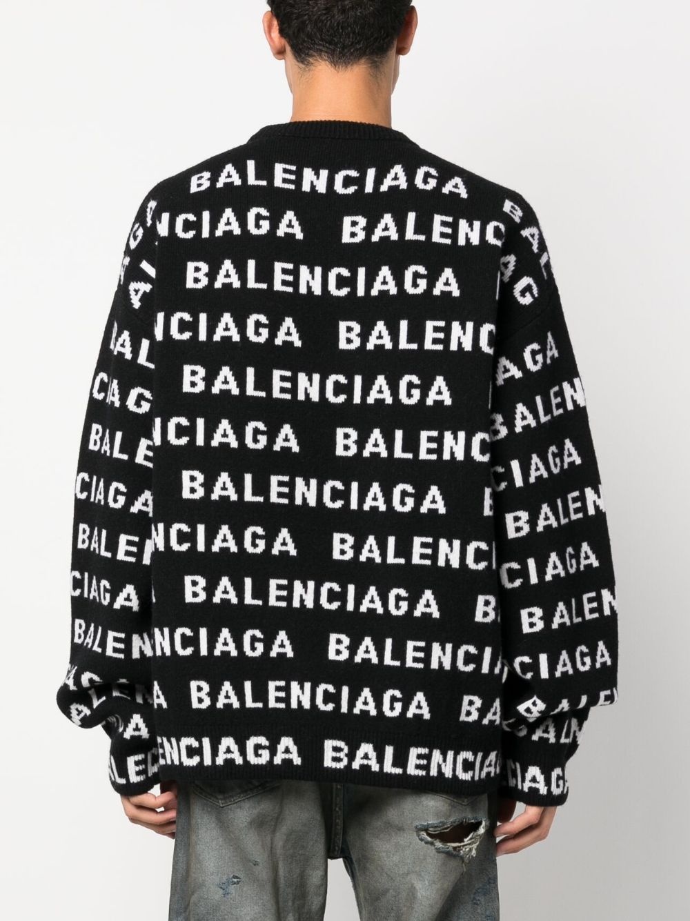 Balenciaga Men Allover Logo Crewneck Sweater - 3