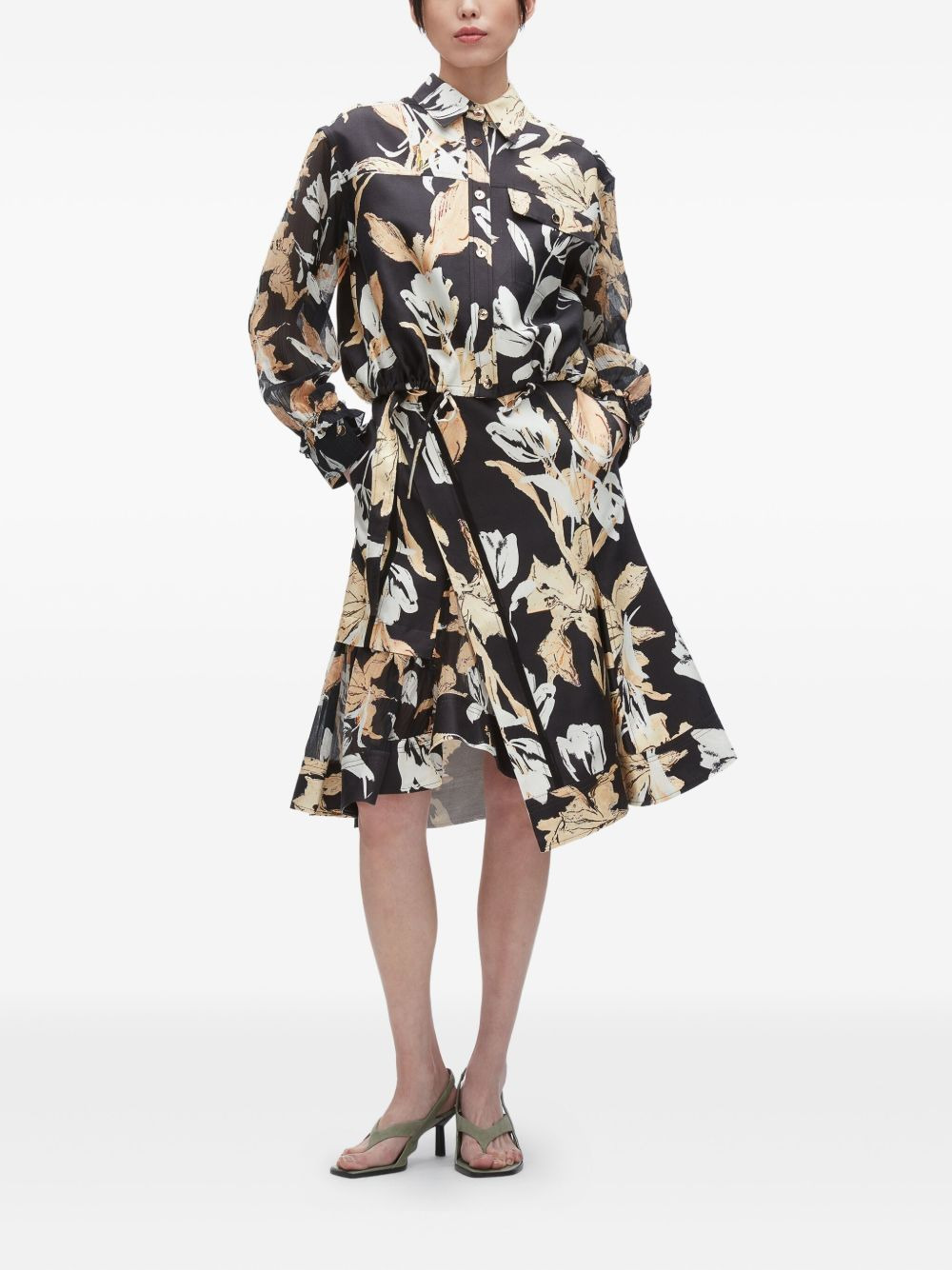floral-print drawstring shirt - 2