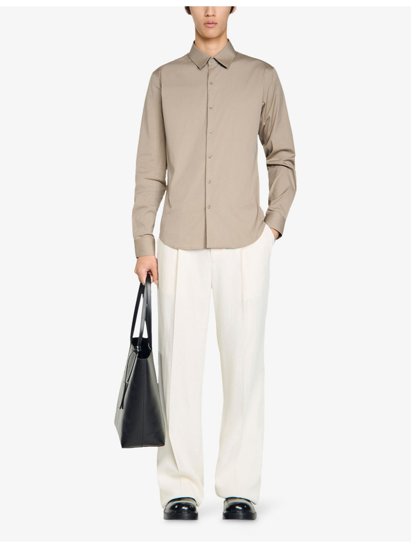 Sandro Classic Long-Sleeve Cotton-Blend Shirt outlook